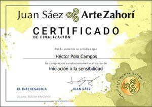 Diploma acreditativo del curso online de Iniciación a la Sensibilidad